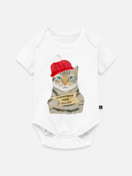 Witzige Weihnachts Katze - Christmas Tree-Killer - Baby Premium Kurzarmbody - Weiß