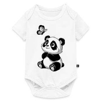Niedlicher Panda Schmetterling für Kinder - Baby Premium Kurzarmbody - Weiß - Vorne