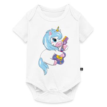 Cute baby unicorn playing the guitar - Baby Premium short-sleeve bodysuit - white - Front