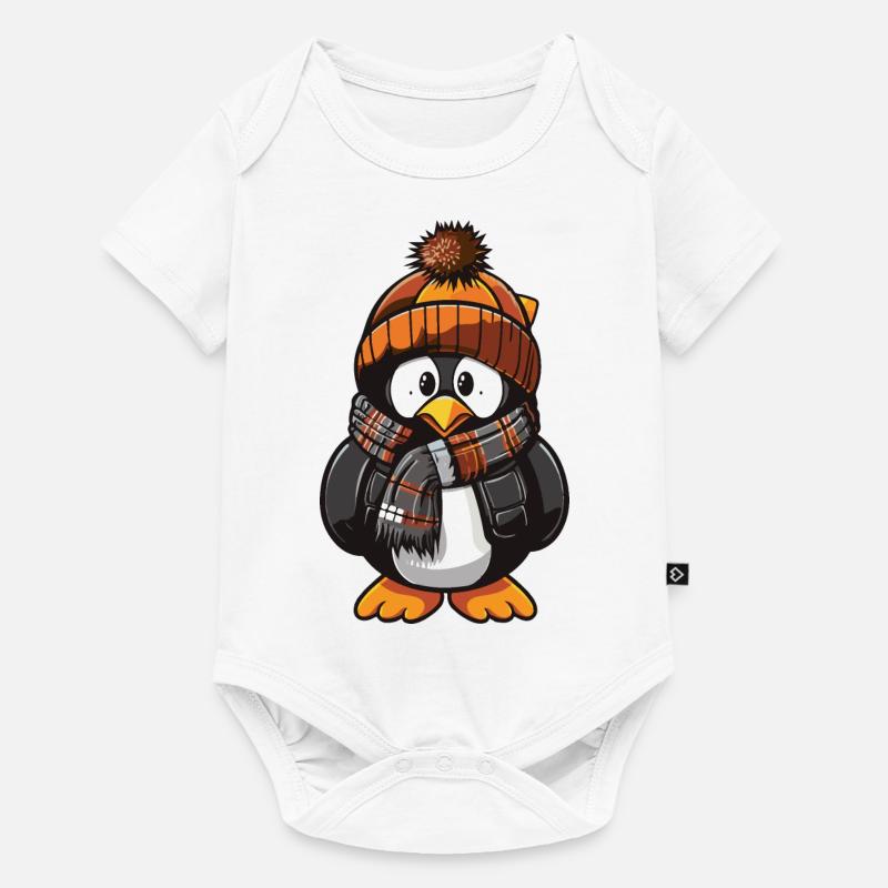 Pingouin Bande dessinée Mignon Hiver - Body à manches courtes Premium Bébé - blanc