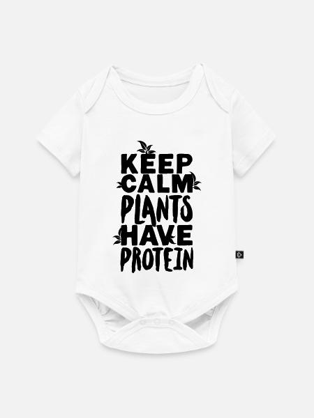 Keep calm plants have protein - Baby Premium Kurzarmbody - Weiß