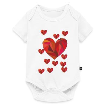 Geometric heart pattern in warm red - Baby Premium short-sleeve bodysuit - white - Front