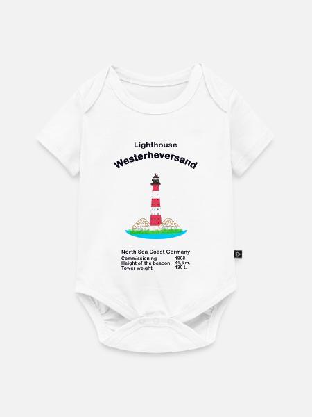 Leuchtturm Westerheversand Nordsee Deutschland - Baby Premium Kurzarmbody - Weiß