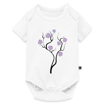Tree with purple flowers - Creative illustration - Baby Premium short-sleeve bodysuit - white - Front