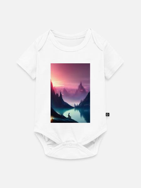 Landschaft mit See und Berge - Baby Premium Kurzarmbody - Weiß