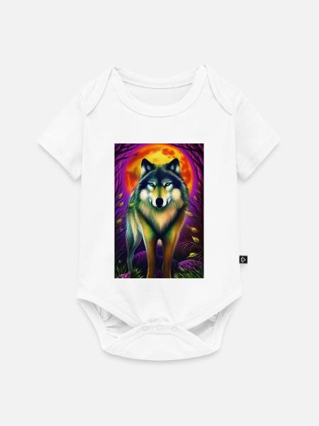 Wolf und Mond - Baby Premium Kurzarmbody - Weiß