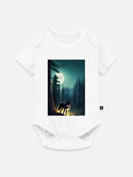 Wolf und Mond - Baby Premium Kurzarmbody - Weiß