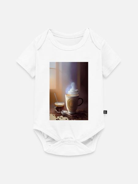 Kaffee, Kaffeebohnen - Baby Premium Kurzarmbody - Weiß