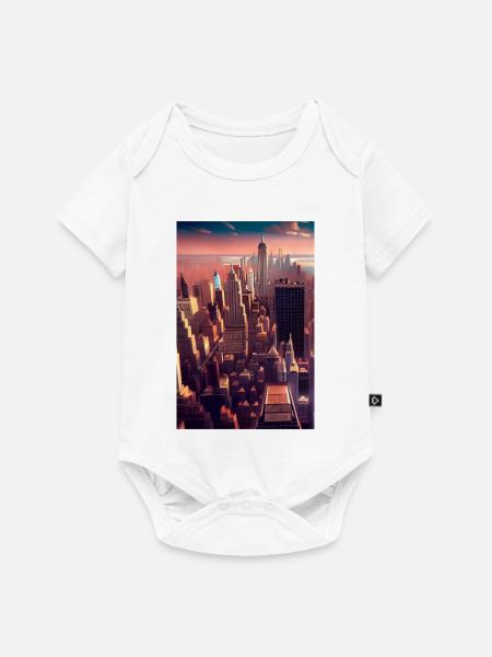 New York City Skyline - Baby Premium Kurzarmbody - Weiß