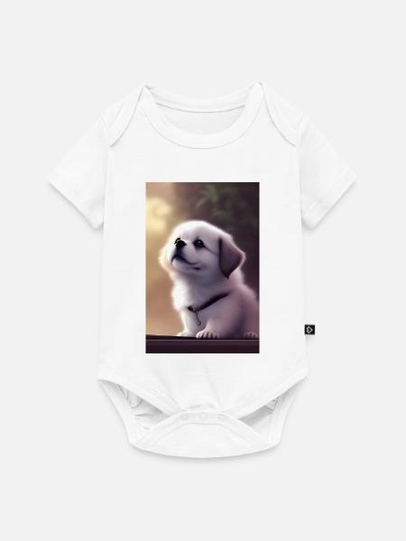 Baby Hund - Baby Premium Kurzarmbody - Weiß