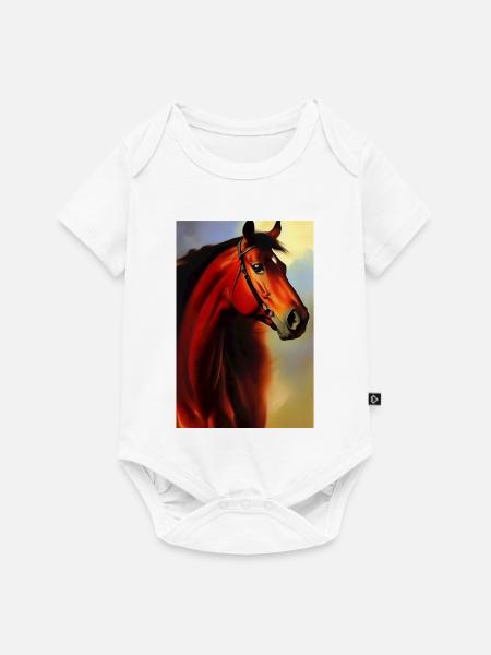 Pferdekopf Öl Malerei - Baby Premium Kurzarmbody - Weiß
