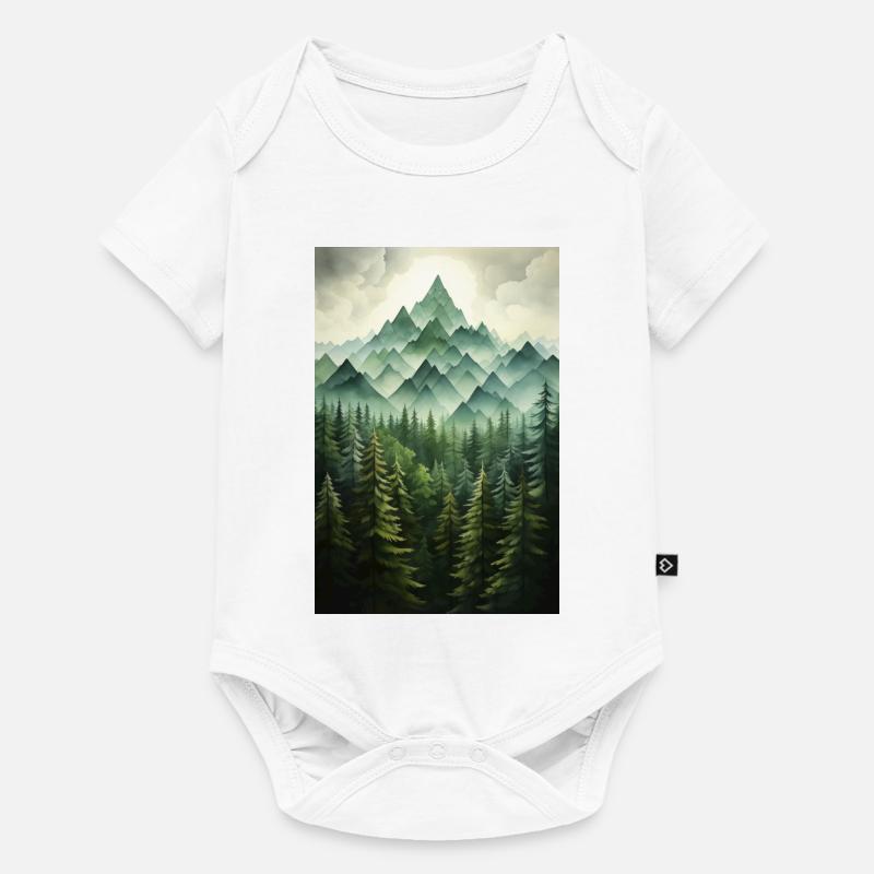 Paysage de Forêt - Body à manches courtes Premium Bébé - blanc