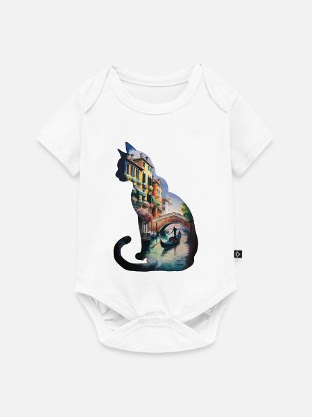 Venezianischer Stadtkreis Silhouette - Baby Premium Kurzarmbody - Weiß