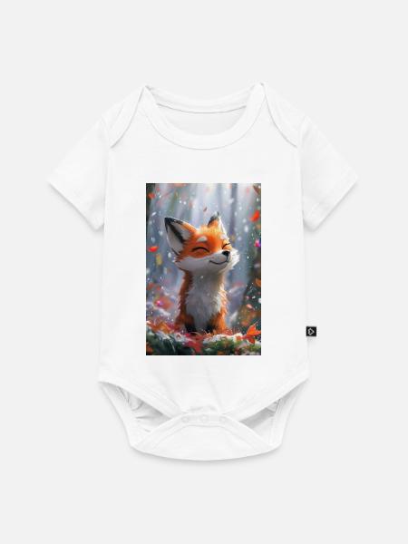Fuchs Illustration Poster - Baby Premium Kurzarmbody - Weiß