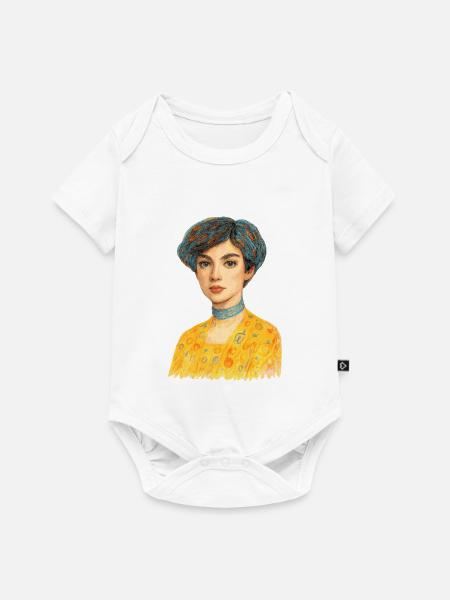 Goldene Eleganz - Baby Premium Kurzarmbody - Weiß