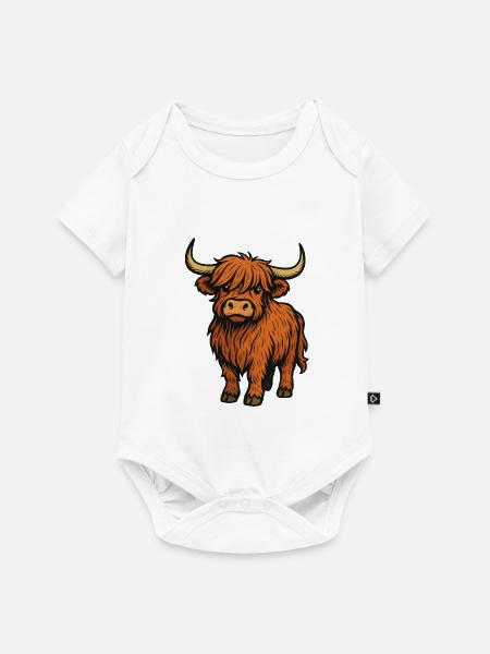 Hochland-Kuh - Baby Premium Kurzarmbody - Weiß