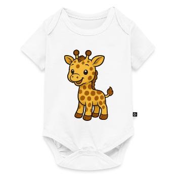 Süßer Giraffenfreund Kindermotiv - Baby Premium Kurzarmbody - Weiß - Vorne