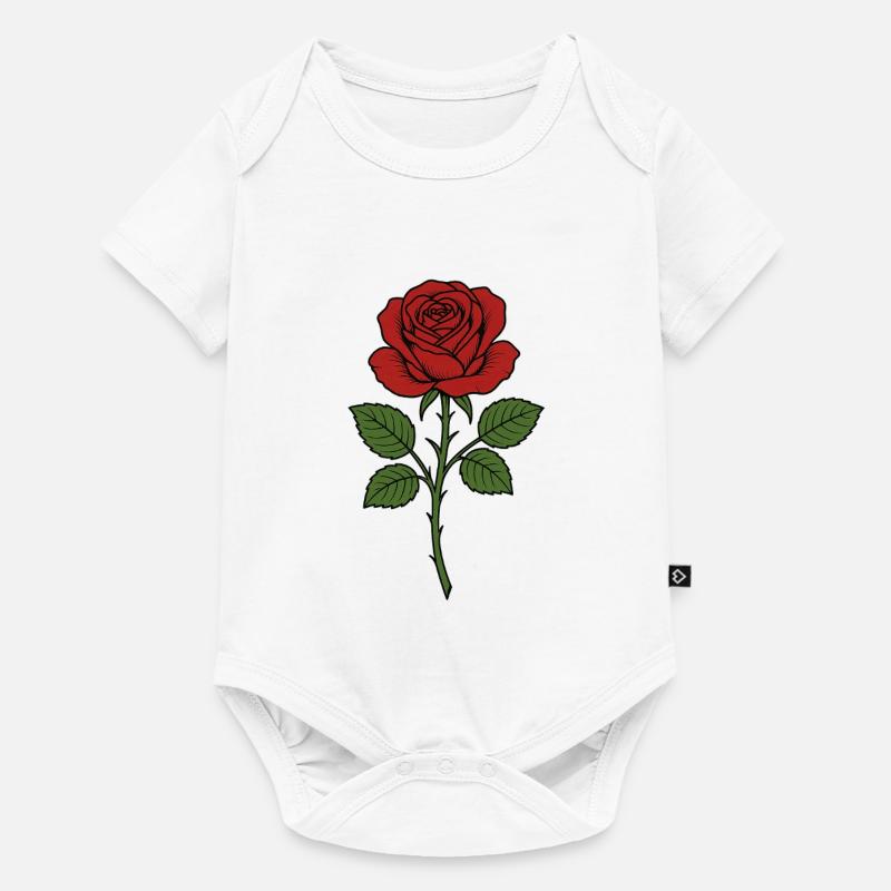 Rose d’Erchian à feuilles vertes - Body à manches courtes Premium Bébé - blanc