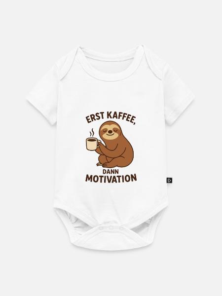 Erst Kaffee, dann Motivation - Baby Premium Kurzarmbody - Weiß