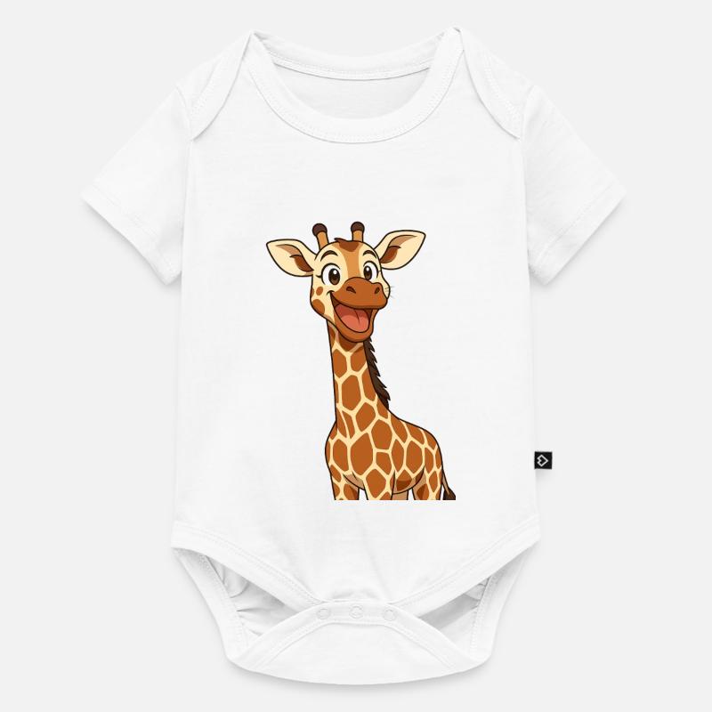 Girafe heureuse avec une expression souriante - Body à manches courtes Premium Bébé - blanc