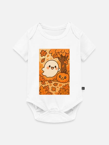 Halloween Niedliche Geister im Herbst - Baby Premium Kurzarmbody - Weiß