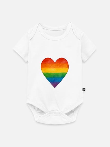 Regenbogen-Herz Symbol für Vielfalt - Baby Premium Kurzarmbody - Weiß