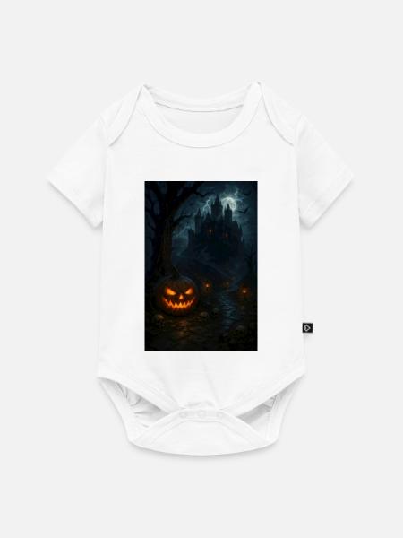 Halloween Horror Kürbis - Baby Premium Kurzarmbody - Weiß