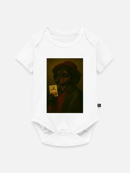 Hund mit Jokerkarte - Baby Premium Kurzarmbody - Weiß
