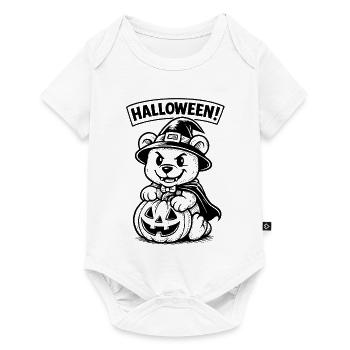Ours d’Halloween avec lanterne citrouille - Body à manches courtes Premium Bébé - blanc - Devant