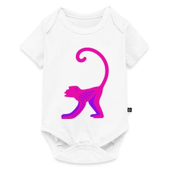 Neon Pink Monkey - Baby Premium Kurzarmbody - Weiß - Vorne