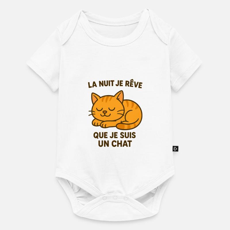 Nachts träume ich davon, eine Katze zu sein - Baby Premium Kurzarmbody - Weiß