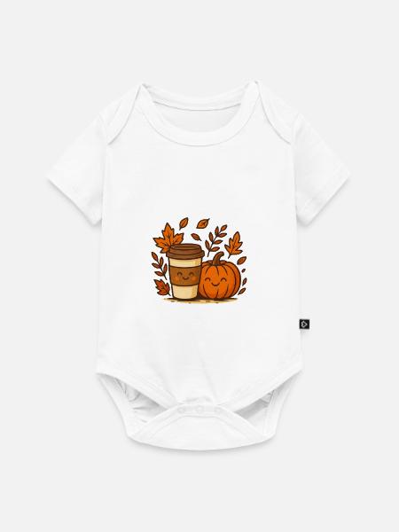 Herbstkaffee mit Kürbis - Baby Premium Kurzarmbody - Weiß