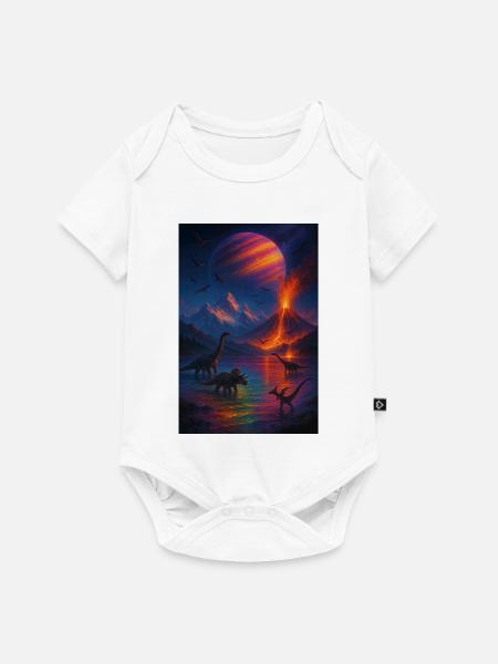 Dinosaurier Vulkan Fantasy Universum - Baby Premium Kurzarmbody - Weiß