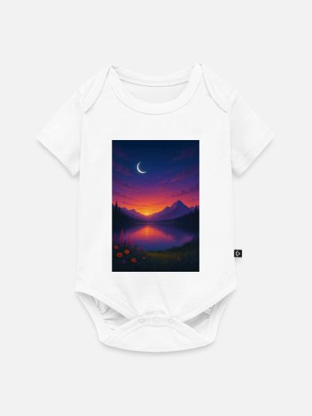 Mondnacht am Bergsee - Baby Premium Kurzarmbody - Weiß