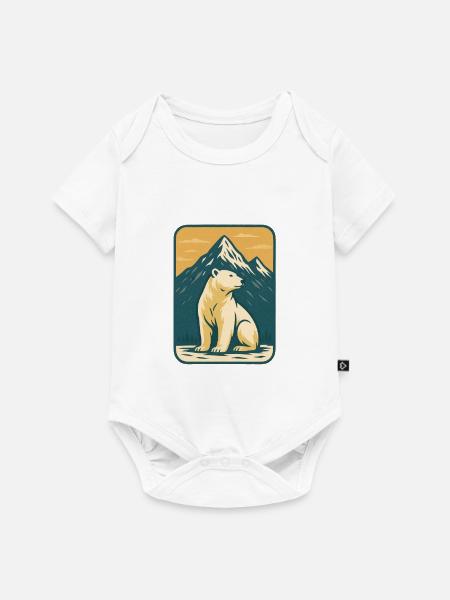 Polar Bär vor Berglandschaft - Baby Premium Kurzarmbody - Weiß