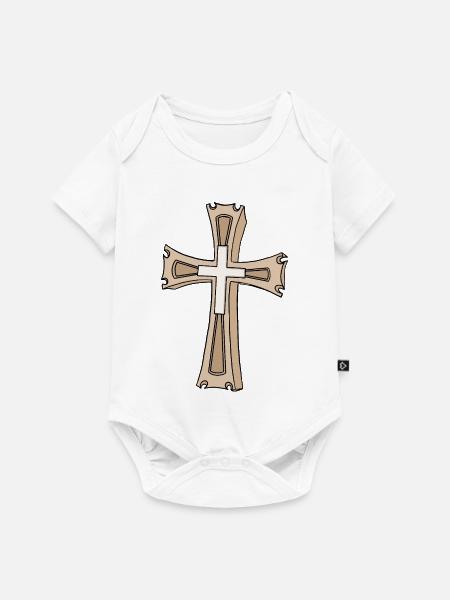 Écusson en forme de croix ornée - Body à manches courtes Premium Bébé - blanc