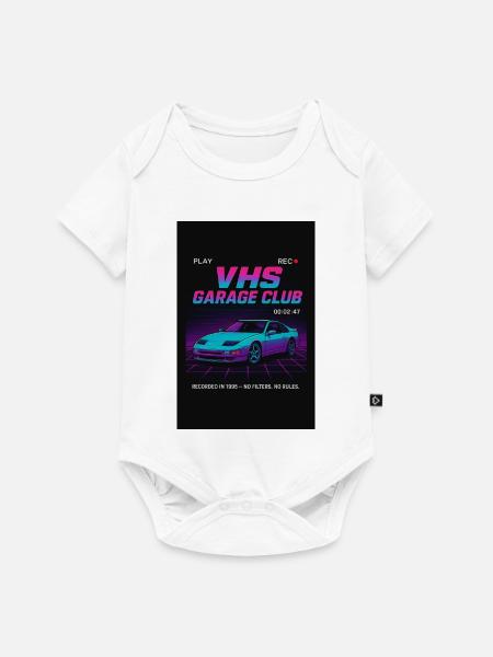 VHS Garage Club Neon Car 90s - Baby Premium Kurzarmbody - Weiß