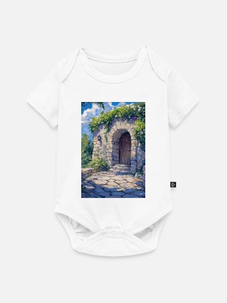 Blumiges Haus - Baby Premium Kurzarmbody - Weiß