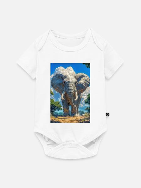 Illustration eines Elefanten - Baby Premium Kurzarmbody - Weiß