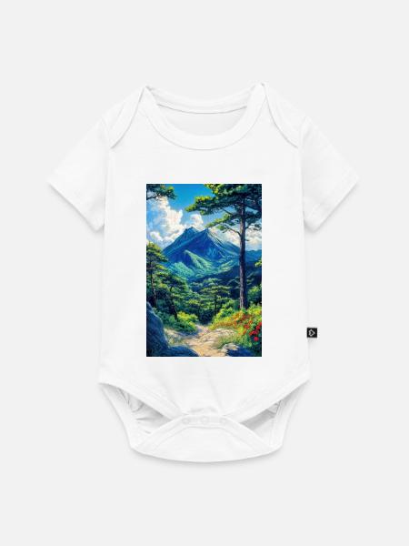 Illustration einer Naturlandschaft - Baby Premium Kurzarmbody - Weiß