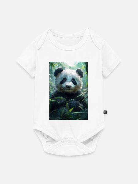 Illustration eines Pandas - Baby Premium Kurzarmbody - Weiß