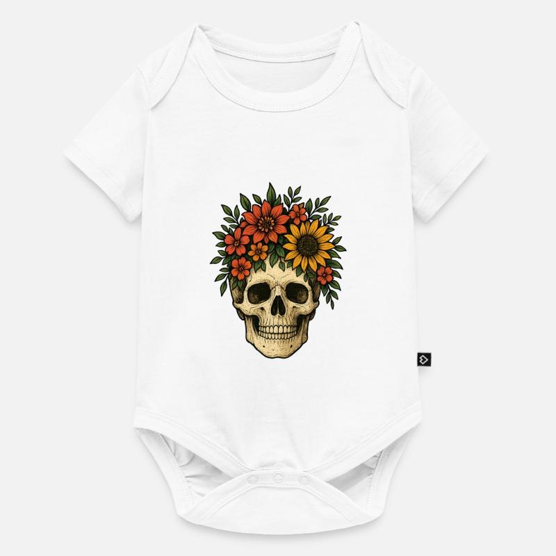 Crâne floral - Body à manches courtes Premium Bébé - blanc