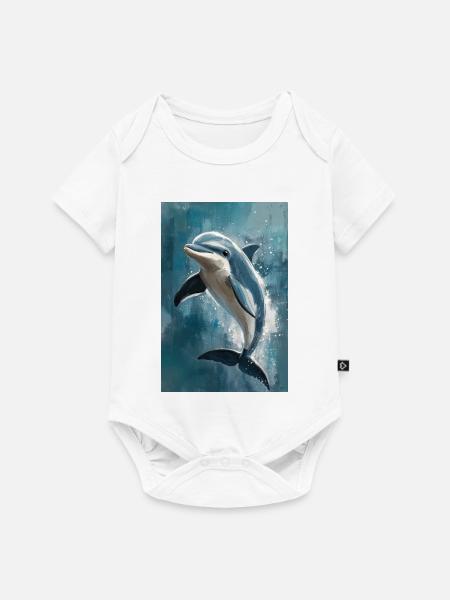 Illustration eines Delfins - Baby Premium Kurzarmbody - Weiß