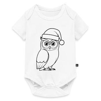 Illustration de bande dessinée de la chouette de Noël - Body à manches courtes Premium Bébé - blanc - Devant