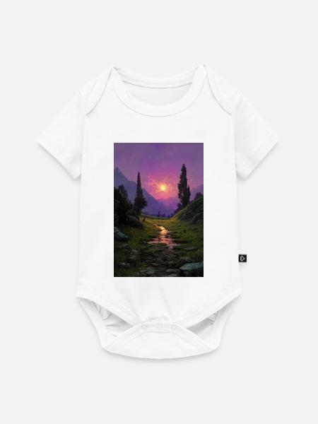 Illustration einer Naturlandschaft - Baby Premium Kurzarmbody - Weiß