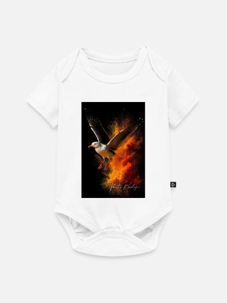 Möwenflug vor Feuerstaub - Baby Premium Kurzarmbody - Weiß