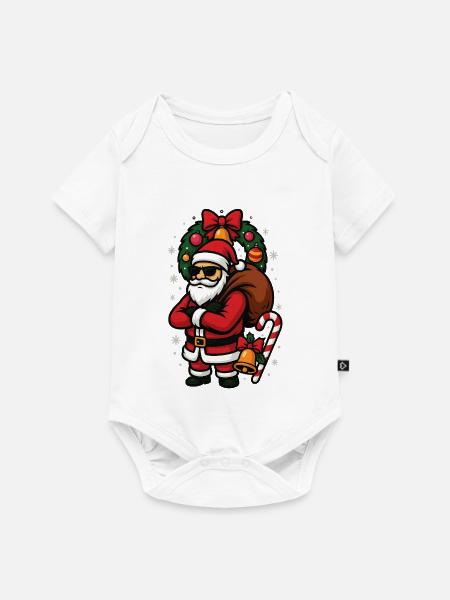 Cooler Weihnachtsmann mit Sonnenbrille - Baby Premium Kurzarmbody - Weiß