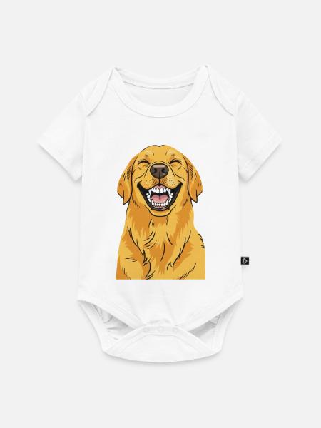 Lachender Golden Retriever - Baby Premium Kurzarmbody - Weiß