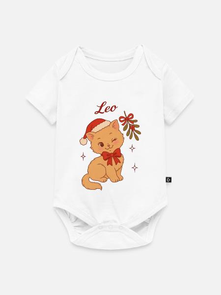 Weihnachtskätzchen Leo - Baby Premium Kurzarmbody - Weiß