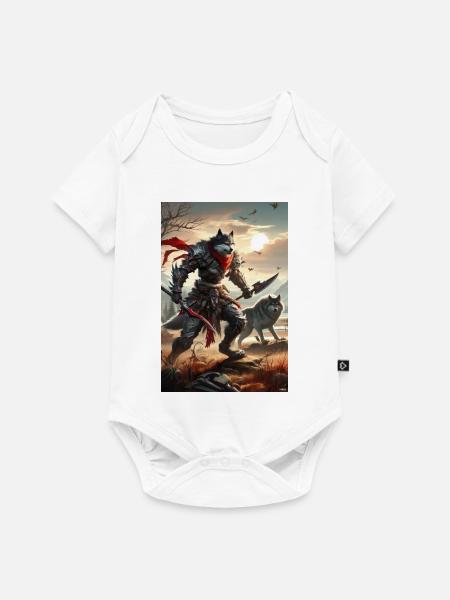 Eisenwolf-Krieger bei Sonnenuntergang - Baby Premium Kurzarmbody - Weiß